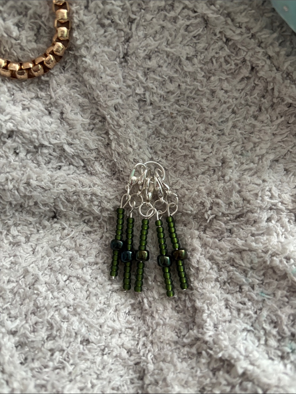 Elegant Green Beaded stitchmarkers (handmade)